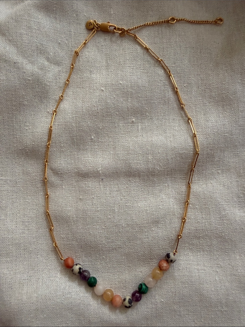 Madewell Gold Chain Necklace with Multicolor Beads